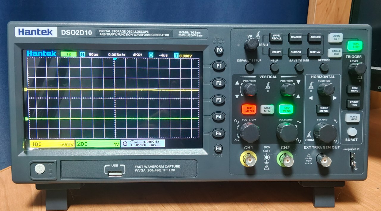 Hantek DSO2D10 on the bench