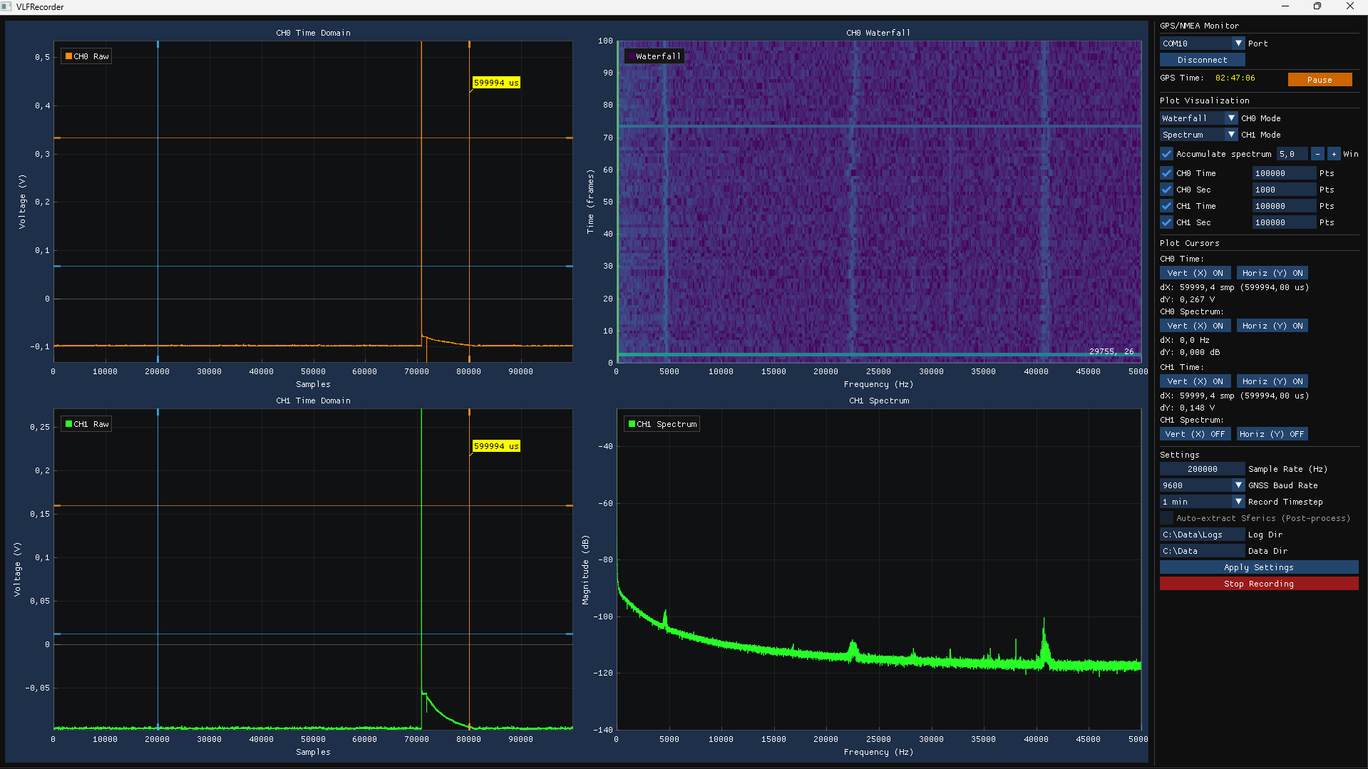 VLFRecorder: Real-Time Dual-Channel VLF Acquisition Software